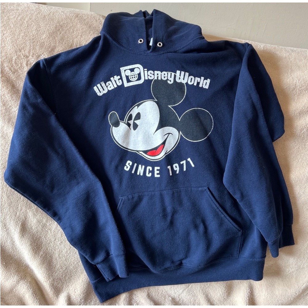 Walt Disney World Mickey Mouse Since 1971 Hooded Sweatshirt Navy M Disney Parks